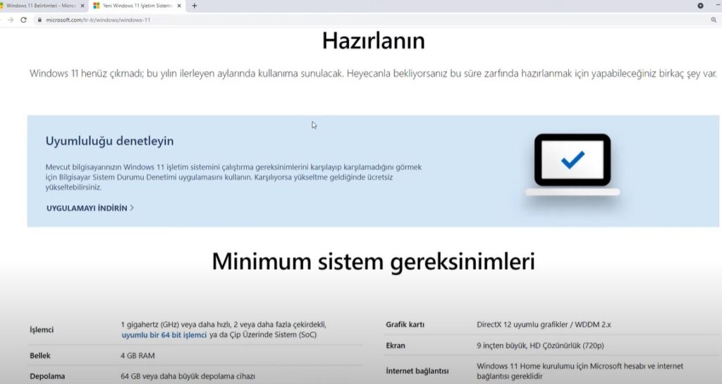 Windows 11 Sistem Gereksinimleri Nelerdir